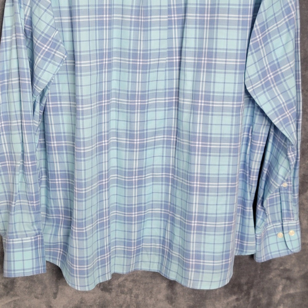 Peter Millar Mens XXL Blue Plaid Island Shirt Long Sleeve Cotton Button Down - Picture 6 of 12